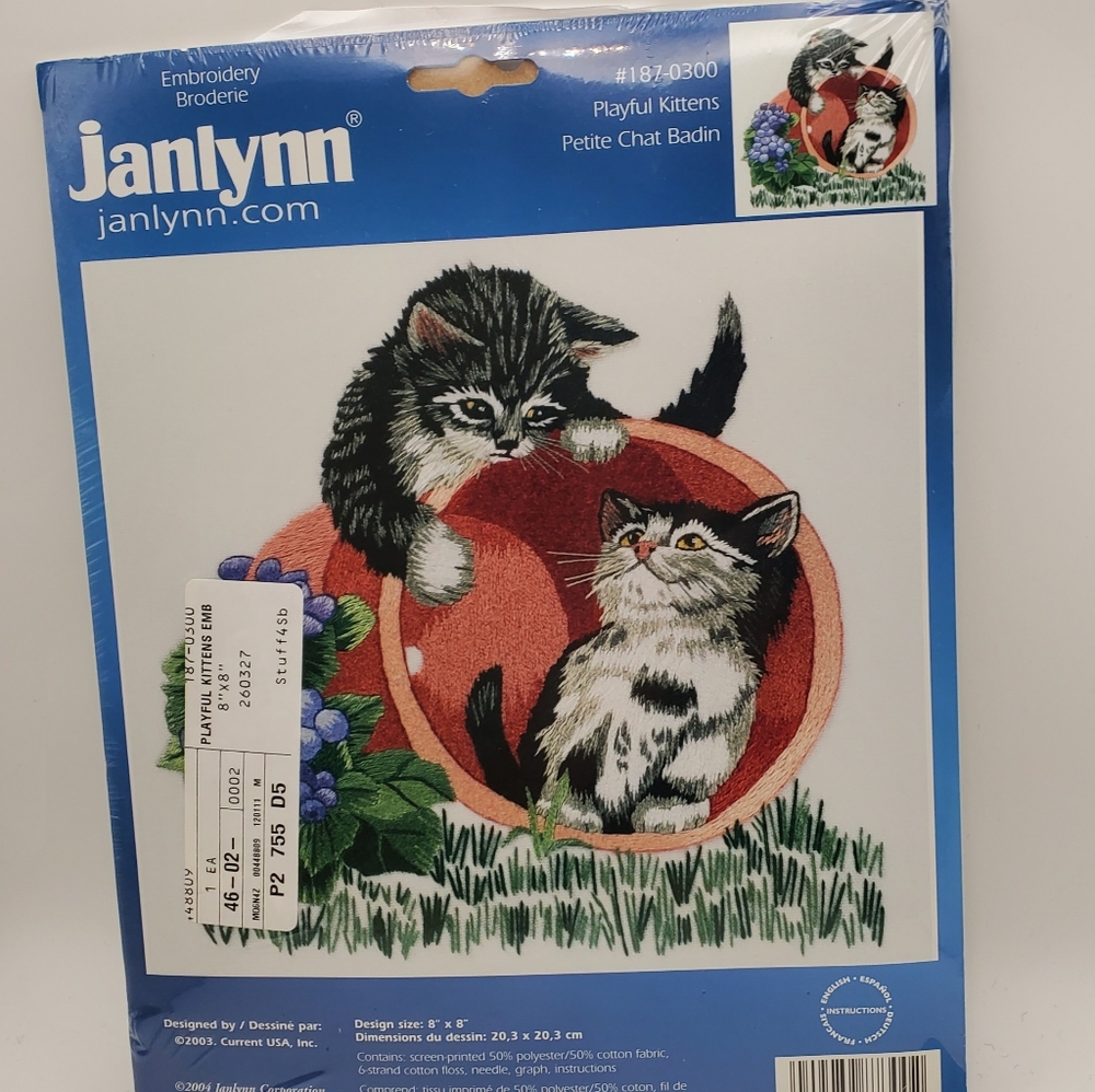 Janlynn Playful Kittens Picture Embroidery Kit New Old Stock